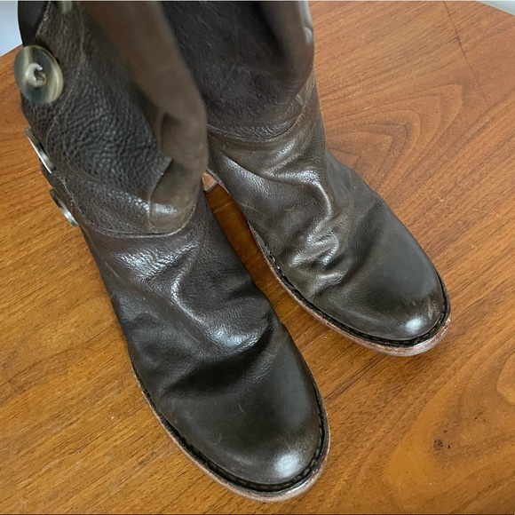 Fiorentini + Baker Brown Button Up Boots Heeled Moto Italy 37 - Picture 6 of 15